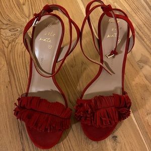 Red ankle strap heels